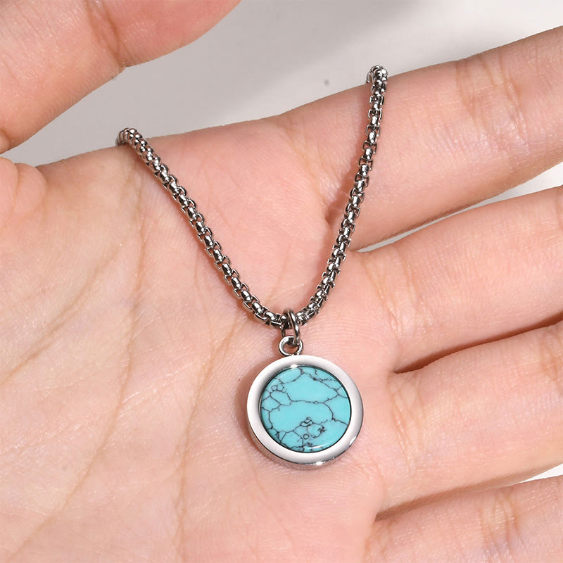 Buddha Stones ​​Naturstein Türkis Tigerauge Lazurit Lapislazuli Malachit Titanstahl Reinigungshalskette Anhänger - image 14