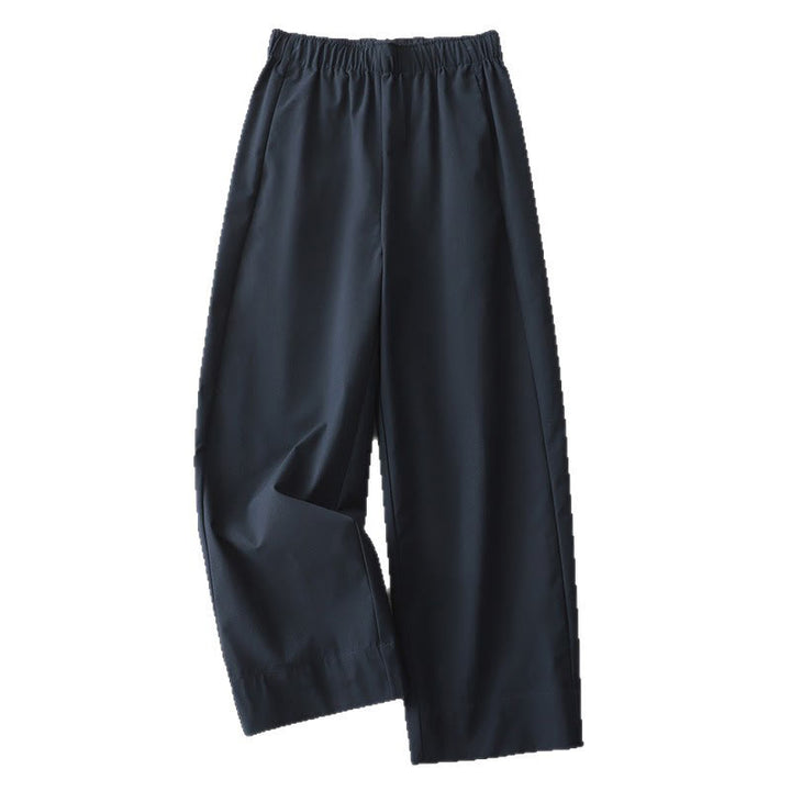 Buddha Stones Commute Lässige, einfarbige, knöchellange Baumwollhose mit weitem Bein für Damen mit Taschen