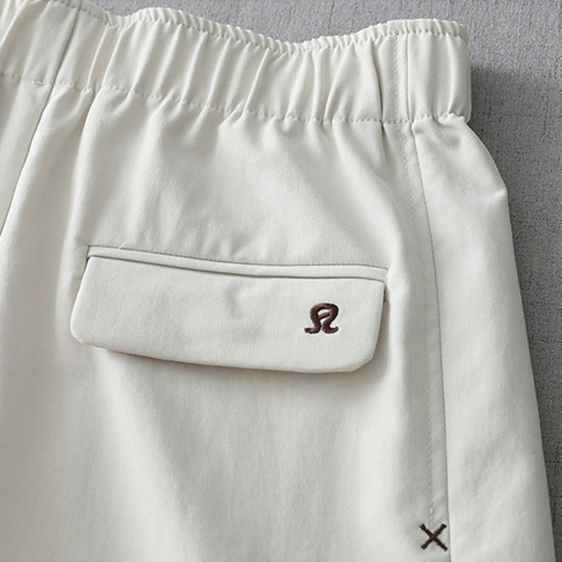 Buddha Stones Commute Lässige, einfarbige, knöchellange Baumwollhose mit weitem Bein für Damen mit Taschen