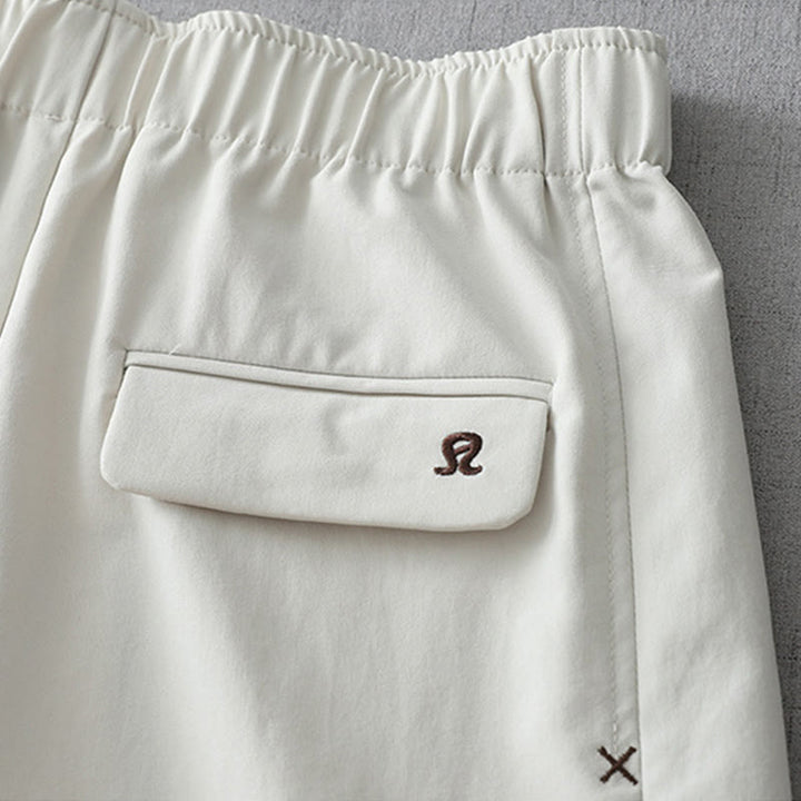 Buddha Stones Commute Lässige, einfarbige, knöchellange Baumwollhose mit weitem Bein für Damen mit Taschen