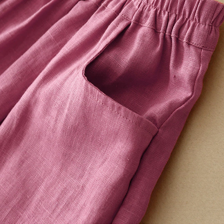 Buddha Stones Summer Commute Pure Color Damen-Baumwoll-Knöchelhose mit Taschen - image 3