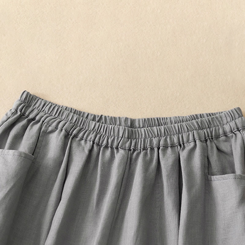 Buddha Stones Summer Commute Pure Color Damen-Baumwoll-Knöchelhose mit Taschen - image 12