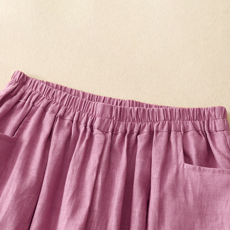 Buddha Stones Summer Commute Pure Color Damen-Baumwoll-Knöchelhose mit Taschen - image 2