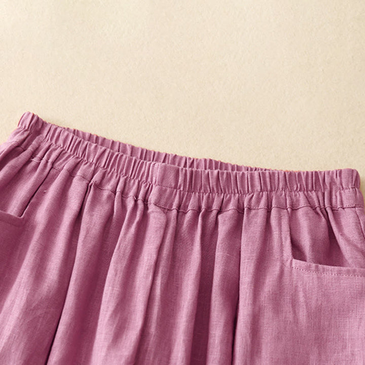 Buddha Stones Summer Commute Pure Color Damen-Baumwoll-Knöchelhose mit Taschen - image 2