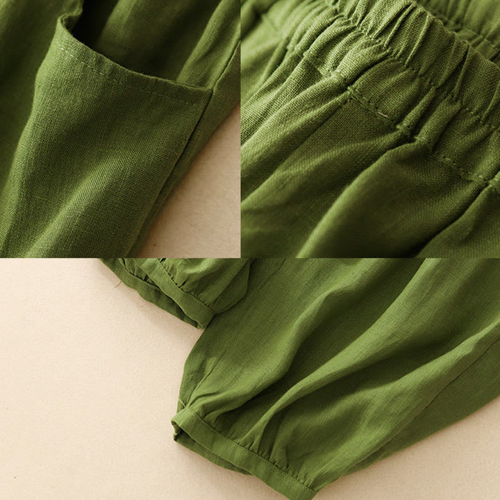 Buddha Stones Sommer-Pendelhose, einfarbig, knöchellang, mit Taschen - image 16