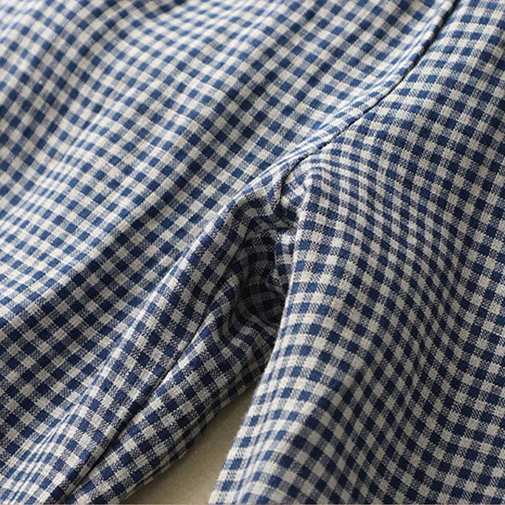 Buddha Stones Commute Casual Karomuster 7-8 Länge Damen Weite Hose aus Baumwollleinen mit Taschen - image 5