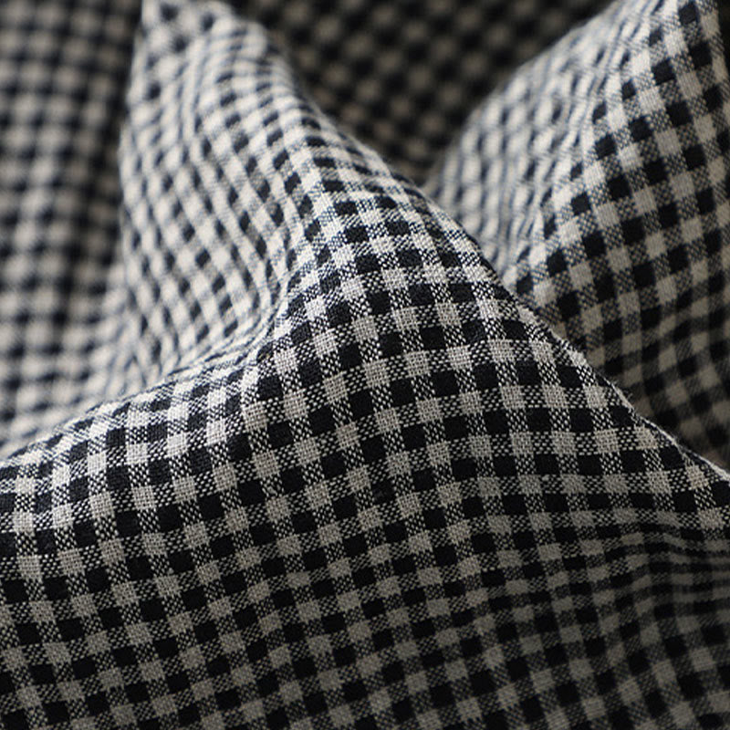 Buddha Stones Commute Casual Karomuster 7-8 Länge Damen Weite Hose aus Baumwollleinen mit Taschen - image 11