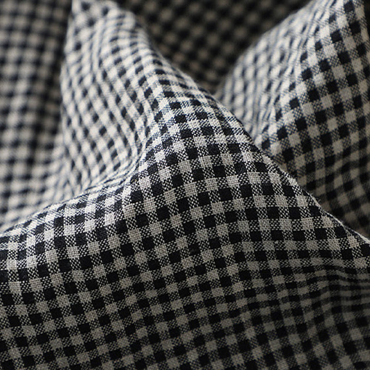 Buddha Stones Commute Casual Karomuster 7-8 Länge Damen Weite Hose aus Baumwollleinen mit Taschen - image 11