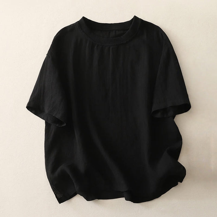 Buddha Stones Plain Threaded Crew Neck Design Damen Polyester Kurzarmhemd - Schwarz - US14， UK/AU18，EU46 (2XL) - image 8