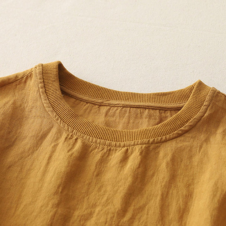 Buddha Stones Plain Threaded Crew Neck Design Damen Polyester Kurzarmhemd - image 13