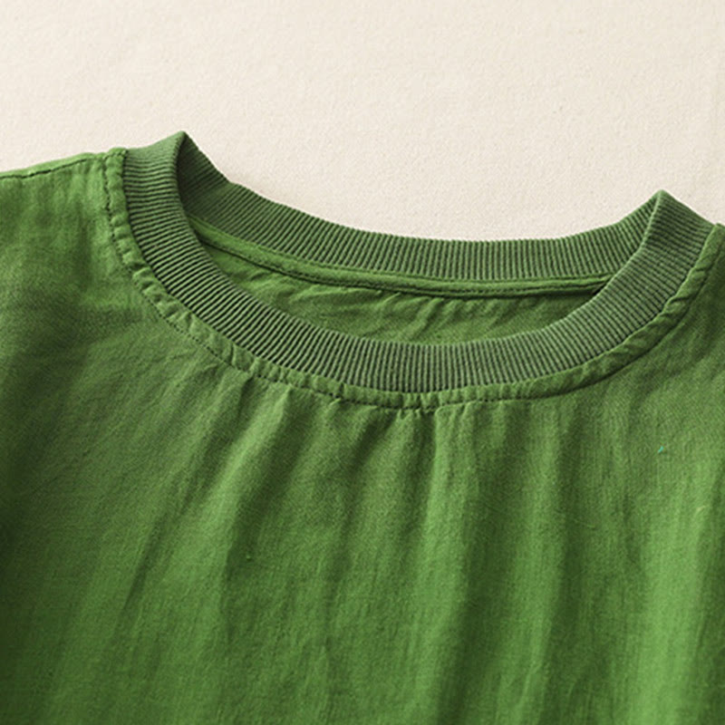 Buddha Stones Plain Threaded Crew Neck Design Damen Polyester Kurzarmhemd - image 17