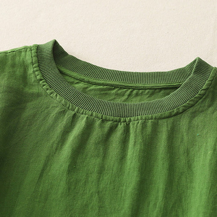 Buddha Stones Plain Threaded Crew Neck Design Damen Polyester Kurzarmhemd - image 17