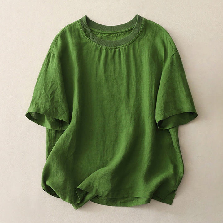 Buddha Stones Plain Threaded Crew Neck Design Damen Polyester Kurzarmhemd - WaldGrün - US14， UK/AU18，EU46 (2XL) - image 16