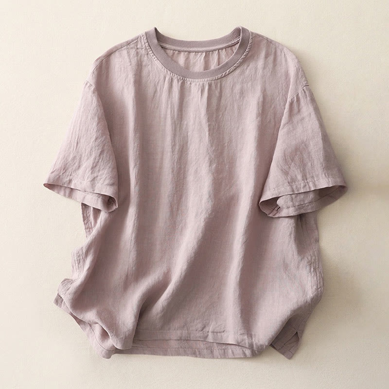 Buddha Stones Plain Threaded Crew Neck Design Damen Polyester Kurzarmhemd - Distel - US14, UK/AU18, EU46 (2XL) - image 20
