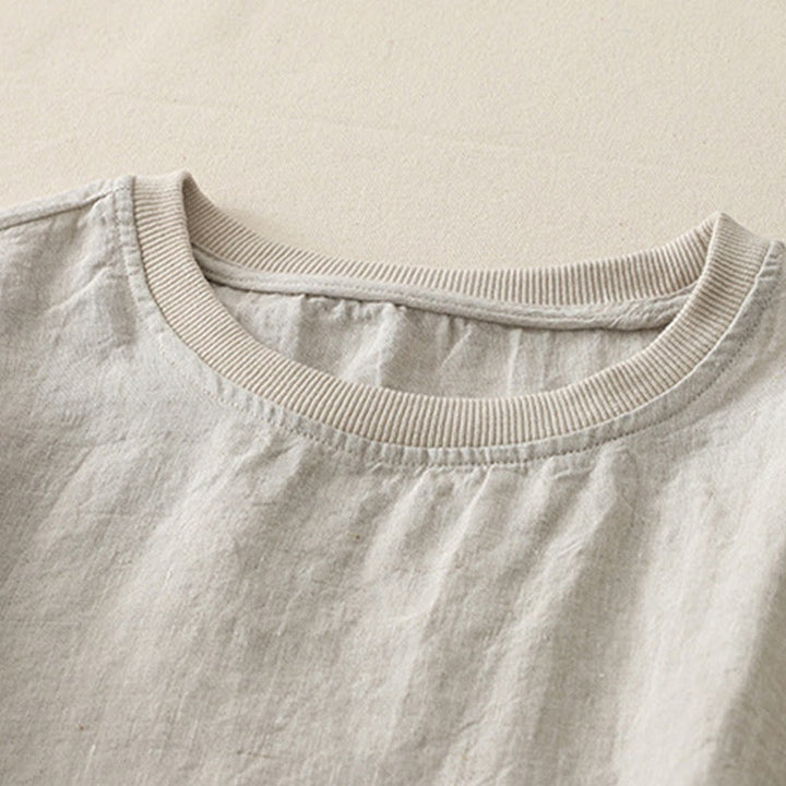 Buddha Stones Plain Threaded Crew Neck Design Damen Polyester Kurzarmhemd - image 26