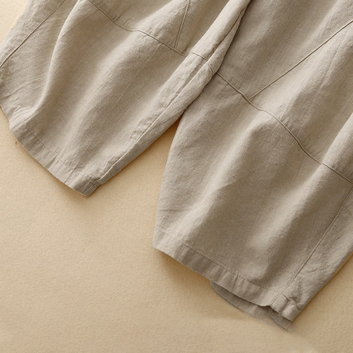 Buddha Stones Commute Casual Pure Color Damen-Baumwollhose mit weitem Bein und Taschen - image 4