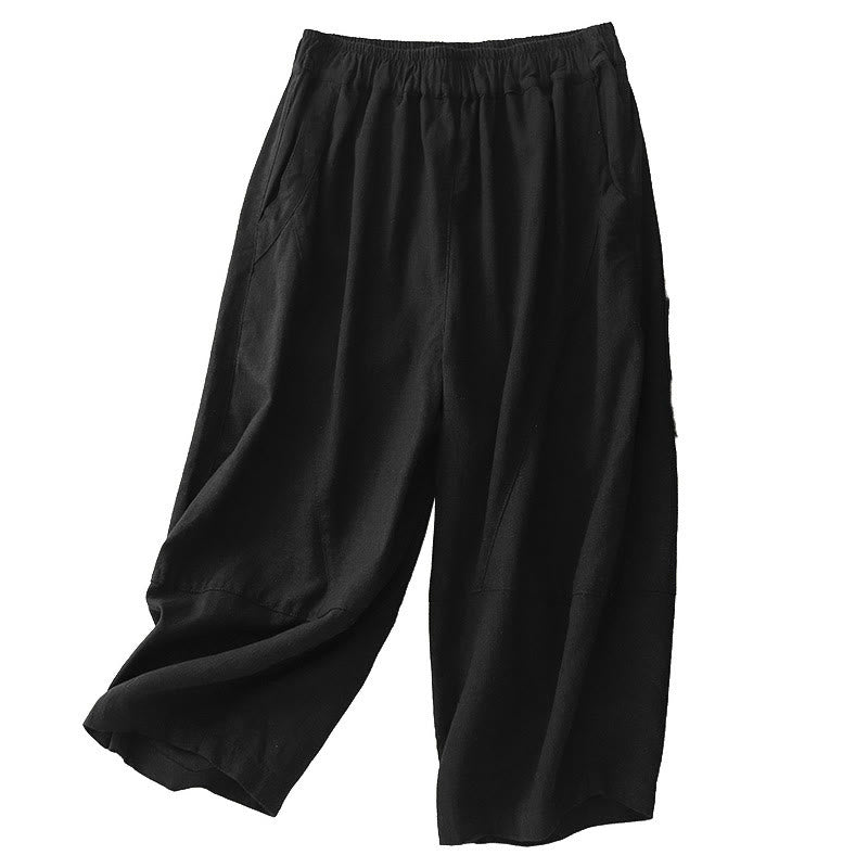 Buddha Stones Commute Casual Pure Color Damen-Baumwollhose mit weitem Bein und Taschen - image 11