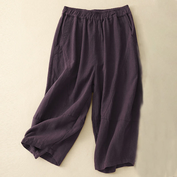 Buddha Stones Commute Casual Pure Color Damen-Baumwollhose mit weitem Bein und Taschen - Lila - US8-10， UK/AU12-14，EU40-42 (2XL) - image 12