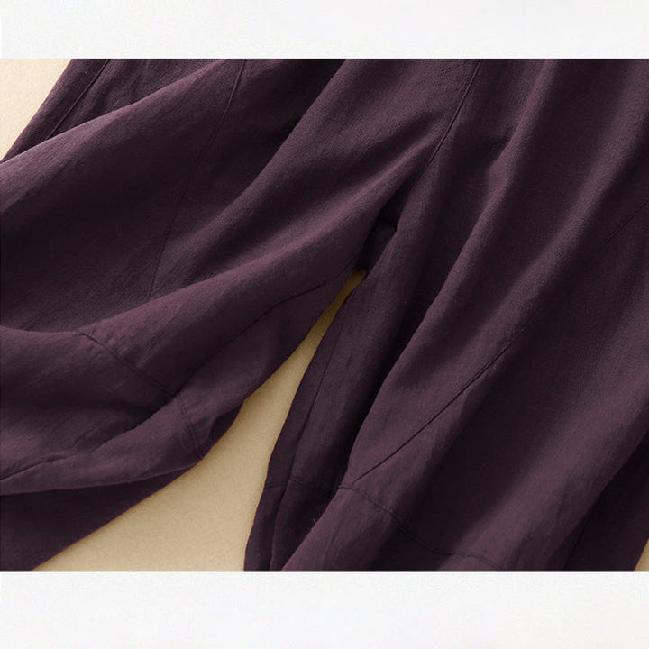Buddha Stones Commute Casual Pure Color Damen-Baumwollhose mit weitem Bein und Taschen - image 13