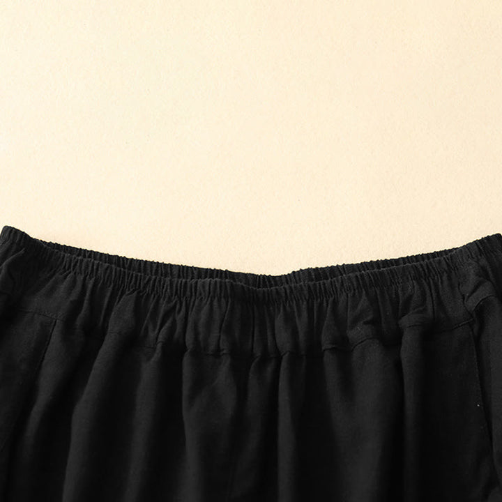 Buddha Stones Commute Casual Pure Color Damen-Baumwollhose mit weitem Bein und Taschen - image 7