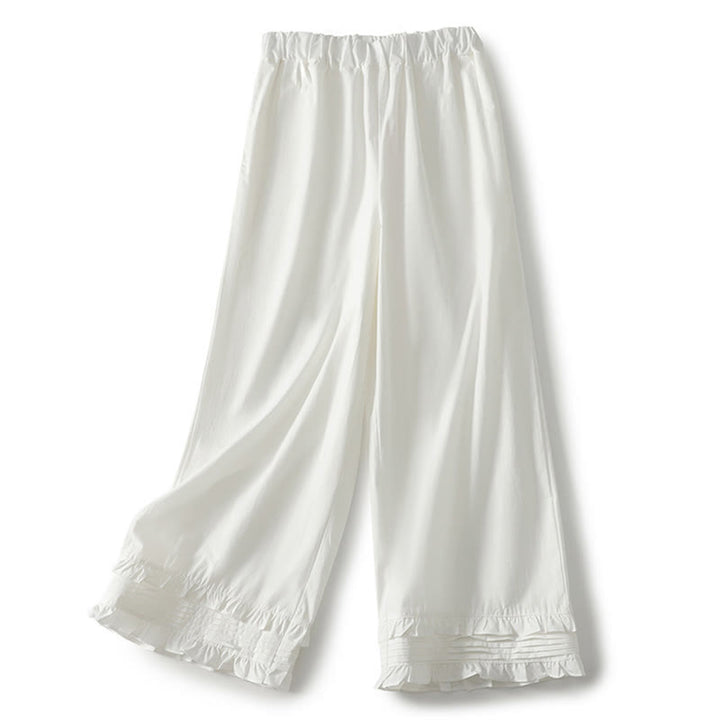 Buddha Stones Artistic Commute Pure Color Rüschensaum-Design Damenhose aus Baumwollleinen mit Taschen - image 7