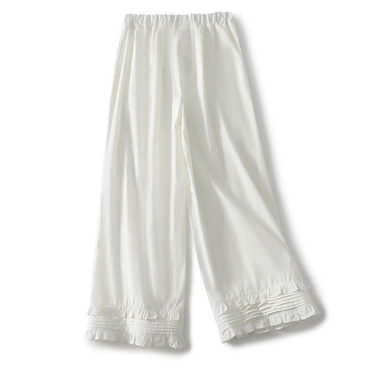 Buddha Stones Artistic Commute Pure Color Rüschensaum-Design Damenhose aus Baumwollleinen mit Taschen - image 8