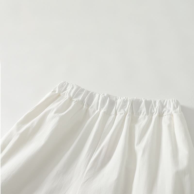 Buddha Stones Artistic Commute Pure Color Rüschensaum-Design Damenhose aus Baumwollleinen mit Taschen - image 1