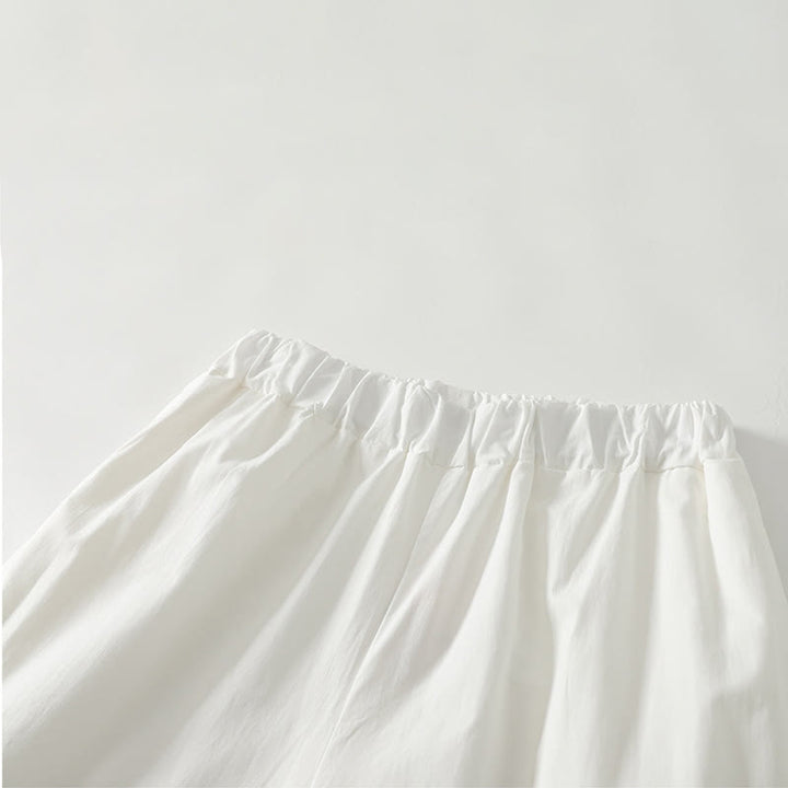 Buddha Stones Artistic Commute Pure Color Rüschensaum-Design Damenhose aus Baumwollleinen mit Taschen - image 1