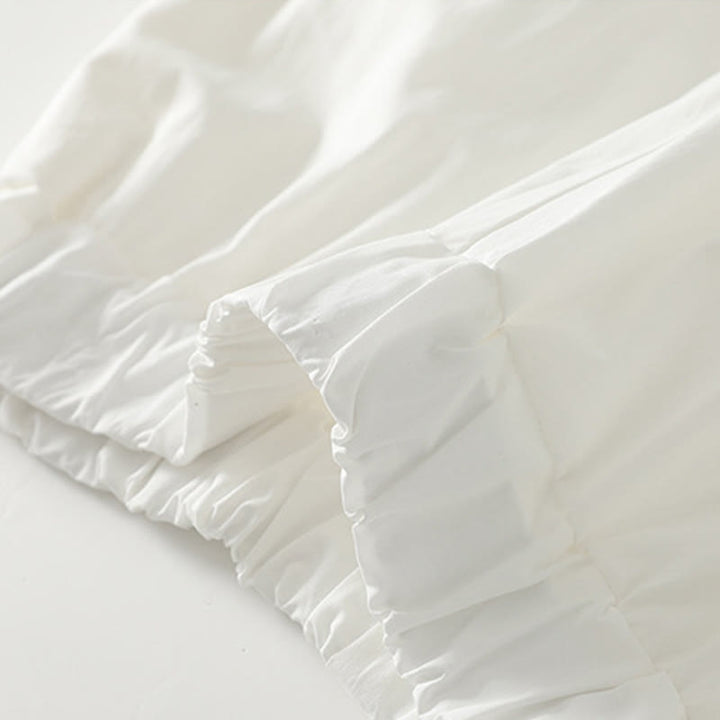 Buddha Stones Artistic Commute Pure Color Rüschensaum-Design Damenhose aus Baumwollleinen mit Taschen - image 2