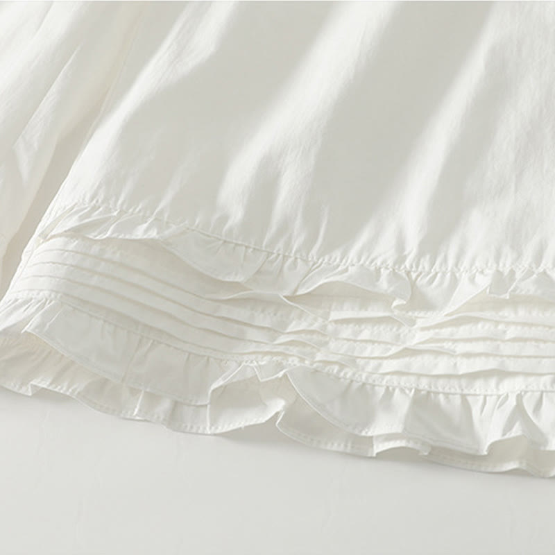 Buddha Stones Artistic Commute Pure Color Rüschensaum-Design Damenhose aus Baumwollleinen mit Taschen - image 6