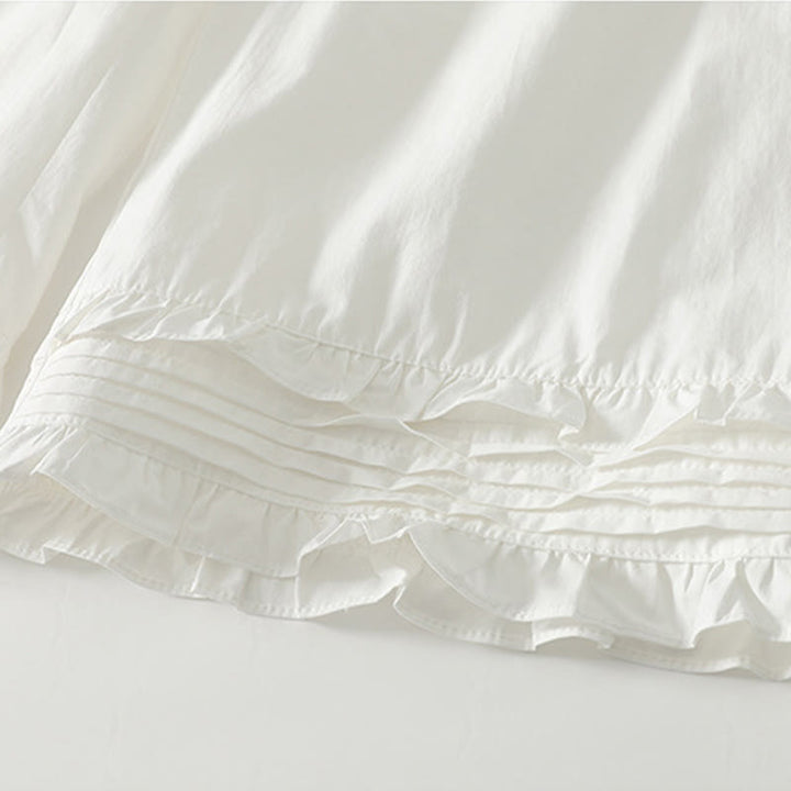 Buddha Stones Artistic Commute Pure Color Rüschensaum-Design Damenhose aus Baumwollleinen mit Taschen - image 6