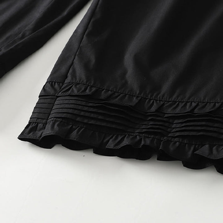 Buddha Stones Artistic Commute Pure Color Rüschensaum-Design Damenhose aus Baumwollleinen mit Taschen - image 12