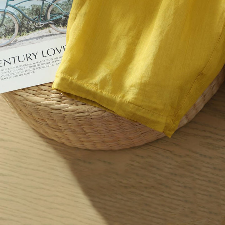 Buddha Stones Commute Reine Farbe Schlichtes Design Knöchellange Haremshose für Damen mit Taschen - image 4