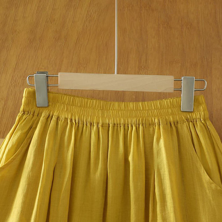 Buddha Stones Commute Reine Farbe Schlichtes Design Knöchellange Haremshose für Damen mit Taschen - image 1