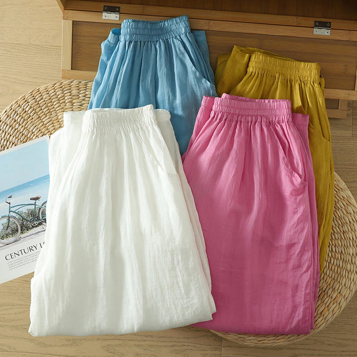 Buddha Stones Commute Reine Farbe Schlichtes Design Knöchellange Haremshose für Damen mit Taschen - image 25