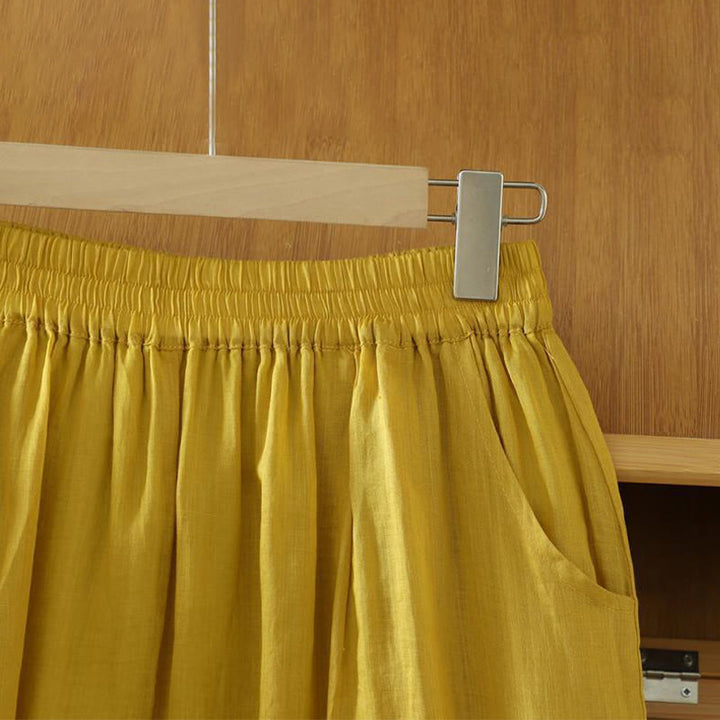 Buddha Stones Commute Reine Farbe Schlichtes Design Knöchellange Haremshose für Damen mit Taschen - image 2