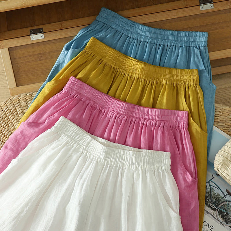 Buddha Stones Commute Reine Farbe Schlichtes Design Knöchellange Haremshose für Damen mit Taschen - image 26