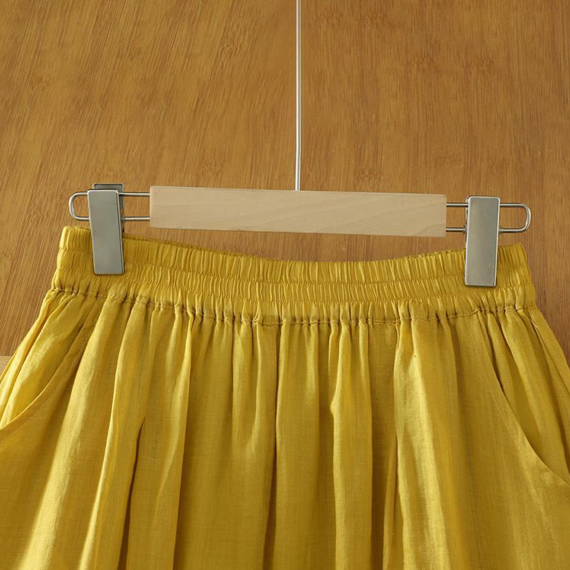 Buddha Stones Commute Reine Farbe Schlichtes Design Knöchellange Haremshose für Damen mit Taschen - image 1