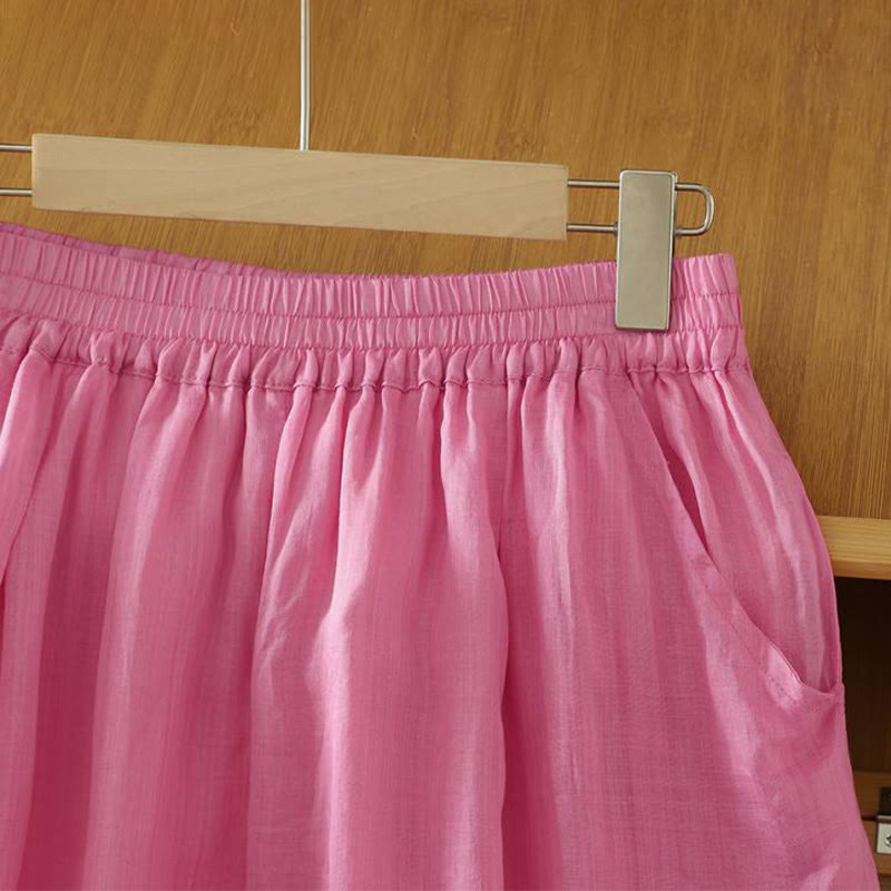 Buddha Stones Commute Reine Farbe Schlichtes Design Knöchellange Haremshose für Damen mit Taschen - image 17