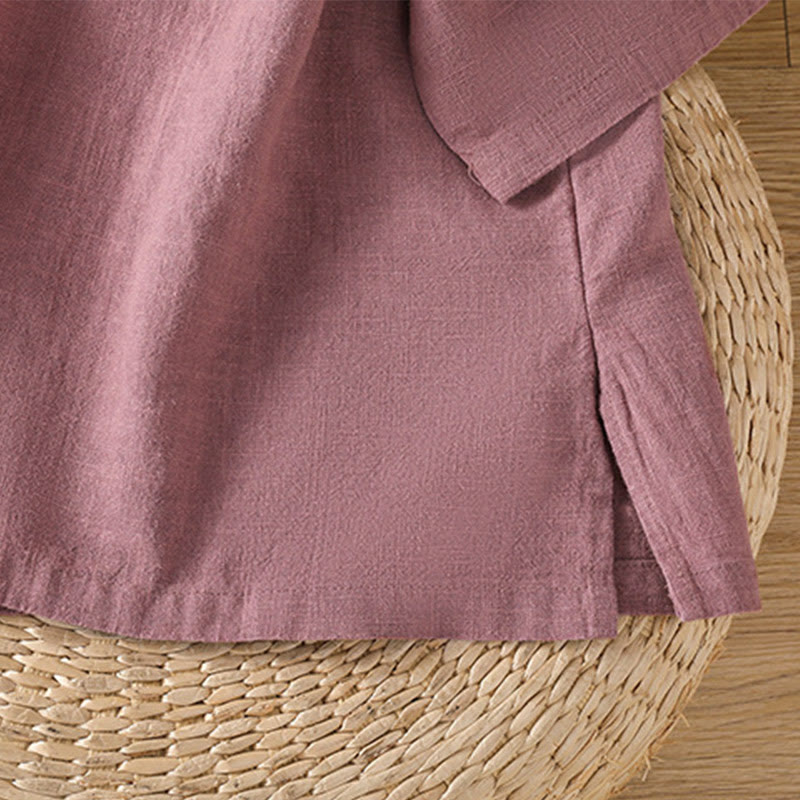 Buddha Stones Lässiges Sommer-T-Shirt aus einfarbigem Rundhalsausschnitt für Damen aus Baumwolle mit kurzen Ärmeln - image 7