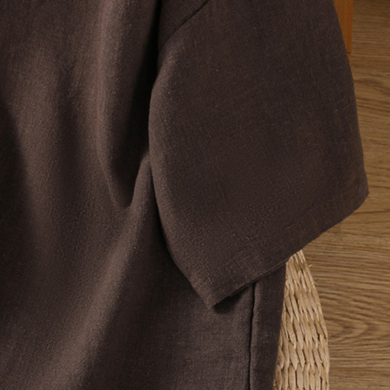 Buddha Stones Lässiges Sommer-T-Shirt aus einfarbigem Rundhalsausschnitt für Damen aus Baumwolle mit kurzen Ärmeln - image 19