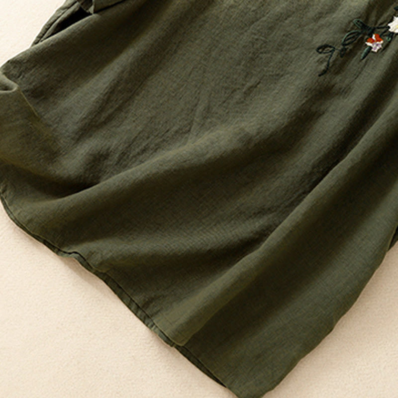 Buddha Stones Lässiges Sommer-T-Shirt aus Baumwolle mit Stickerei und Rundhalsausschnitt für Damen, kurzärmelig - image 18