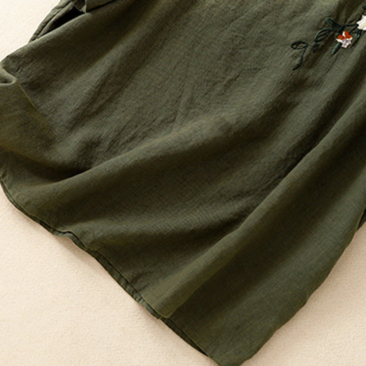 Buddha Stones Lässiges Sommer-T-Shirt aus Baumwolle mit Stickerei und Rundhalsausschnitt für Damen, kurzärmelig - image 18