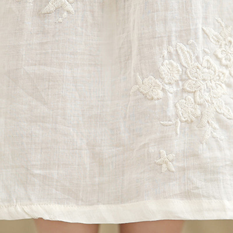 Buddha Stones – Beiges, lässiges Midikleid aus Baumwolle und Leinen mit Dreiviertelärmeln und Taschen - image 10