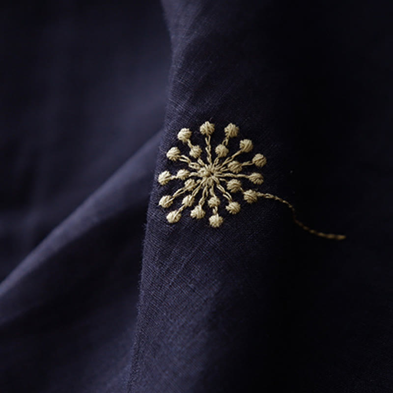 Buddha Stones MidnightBlue Printing Lace-Up Design Ärmelloses Midikleid aus Baumwolle mit Taschen - image 8