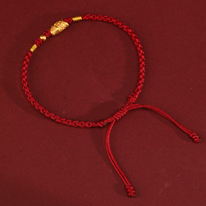 Buddha Stones 999 Gold Glücksschutz Koi Fisch Handgefertigtes geflochtenes Schnurarmband - image 4