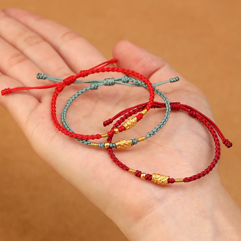 Buddha Stones 999 Gold Glücksschutz Koi Fisch Handgefertigtes geflochtenes Schnurarmband - image 14