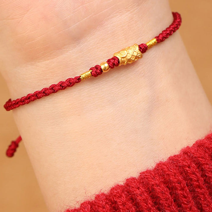 Buddha Stones 999 Gold Glücksschutz Koi Fisch Handgefertigtes geflochtenes Schnurarmband - image 11