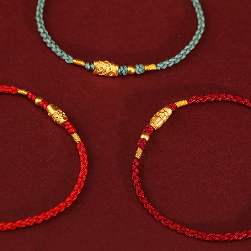Buddha Stones 999 Gold Glücksschutz Koi Fisch Handgefertigtes geflochtenes Schnurarmband - image 15