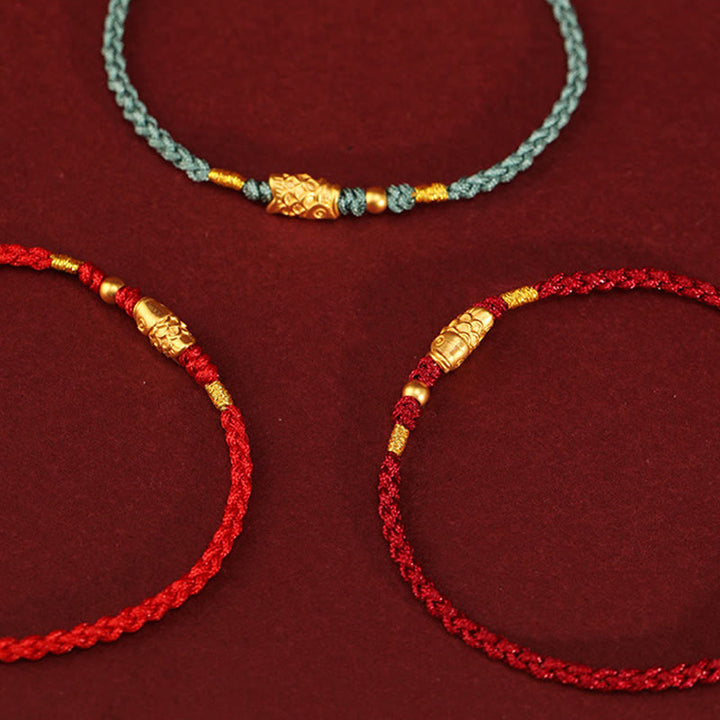 Buddha Stones 999 Gold Glücksschutz Koi Fisch Handgefertigtes geflochtenes Schnurarmband - image 15